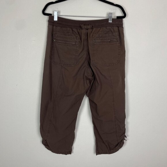 VTG Y2K Gap Women's 8 Brown Cotton Cargo Capri Pants Gathered Ankle - Picture 8 of 11